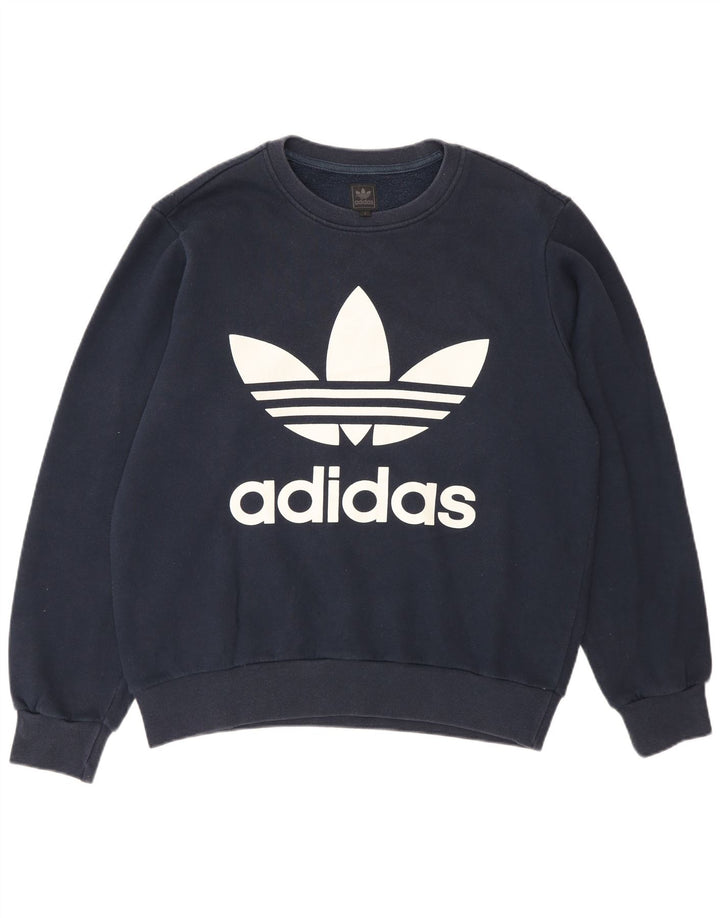 Adidas Herren-Sweatshirt mit Grafik, Größe S, marineblau, Baumwolle