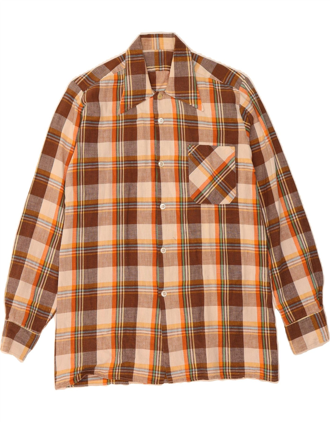 VINTAGE Mens Flannel Shirt Medium Brown Check Vintage Vintage and Second-Hand Vintage from Messina Hembry 