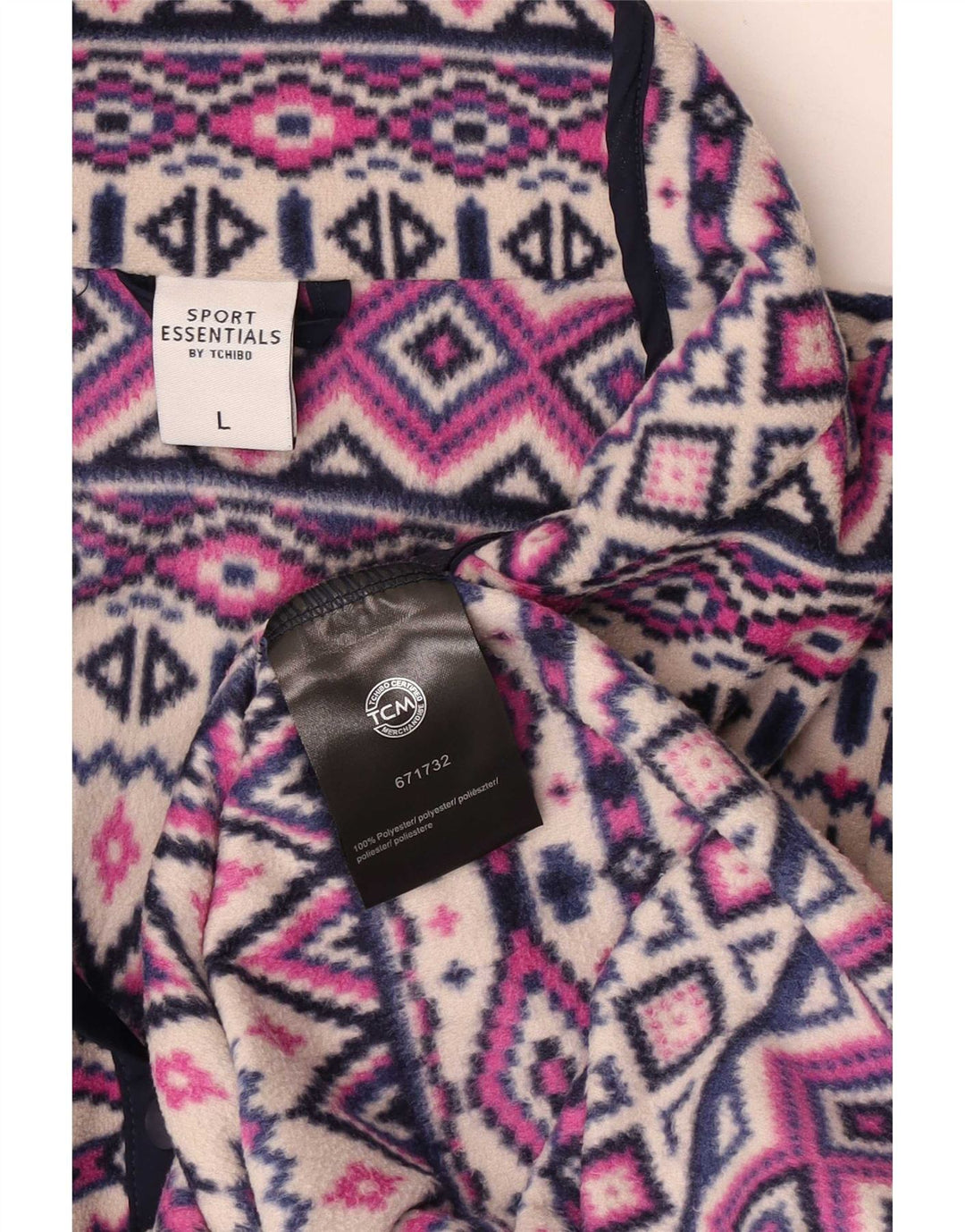Tchibo Damen-Fleecepullover mit Knopfkragen, UK 16, groß, mehrfarbig, Fair Isle
