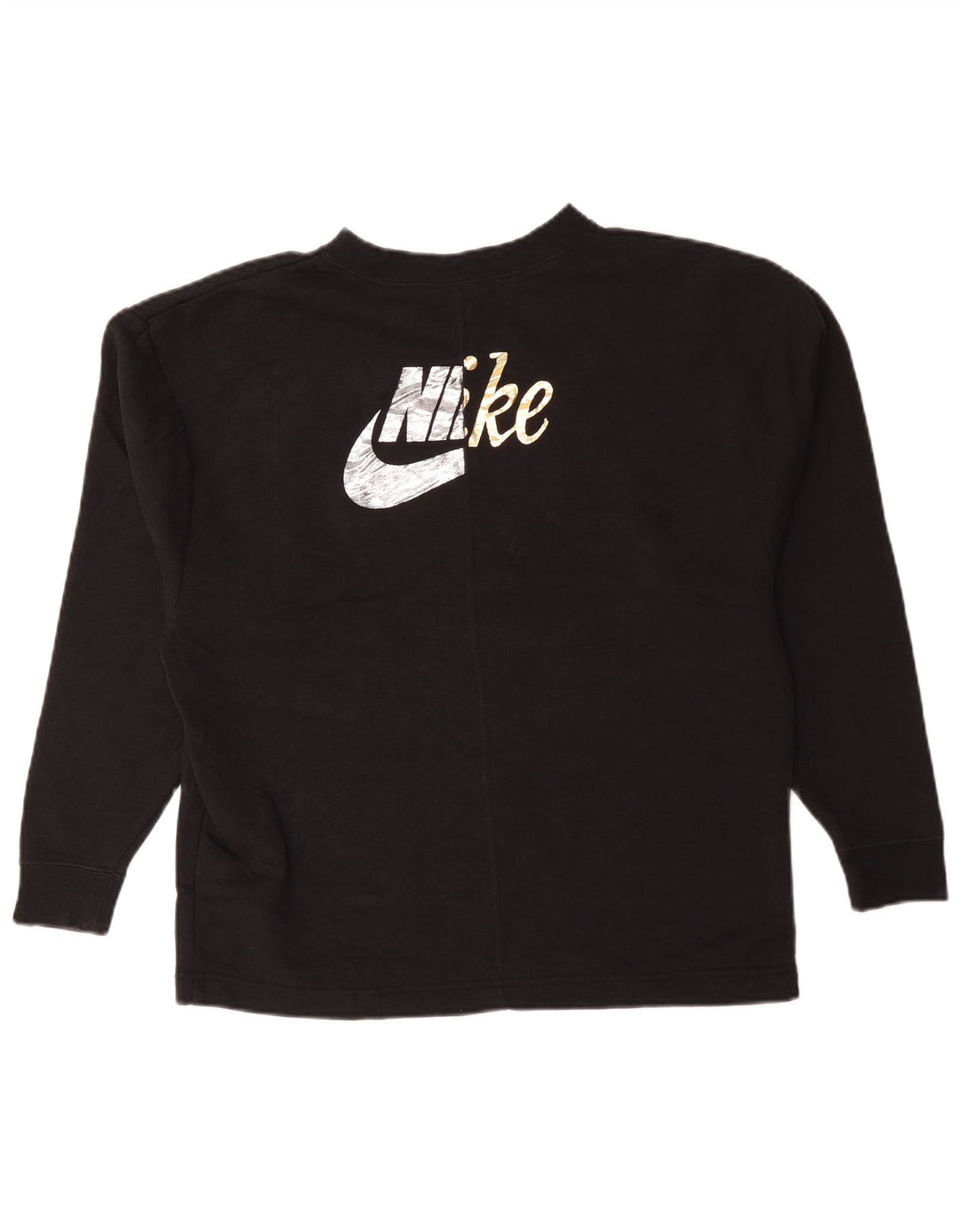 Nike Womens Graphic Oversized Sweatshirt Pullover UK 10 Small Schwarz Baumwolle
