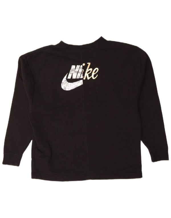 Nike Womens Graphic Oversized Sweatshirt Pullover UK 10 Small Schwarz Baumwolle