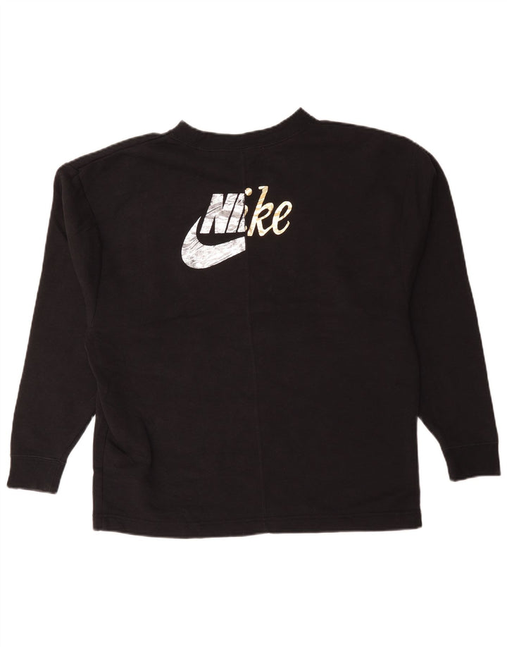 Nike Womens Graphic Oversized Sweatshirt Pullover UK 10 Small Schwarz Baumwolle