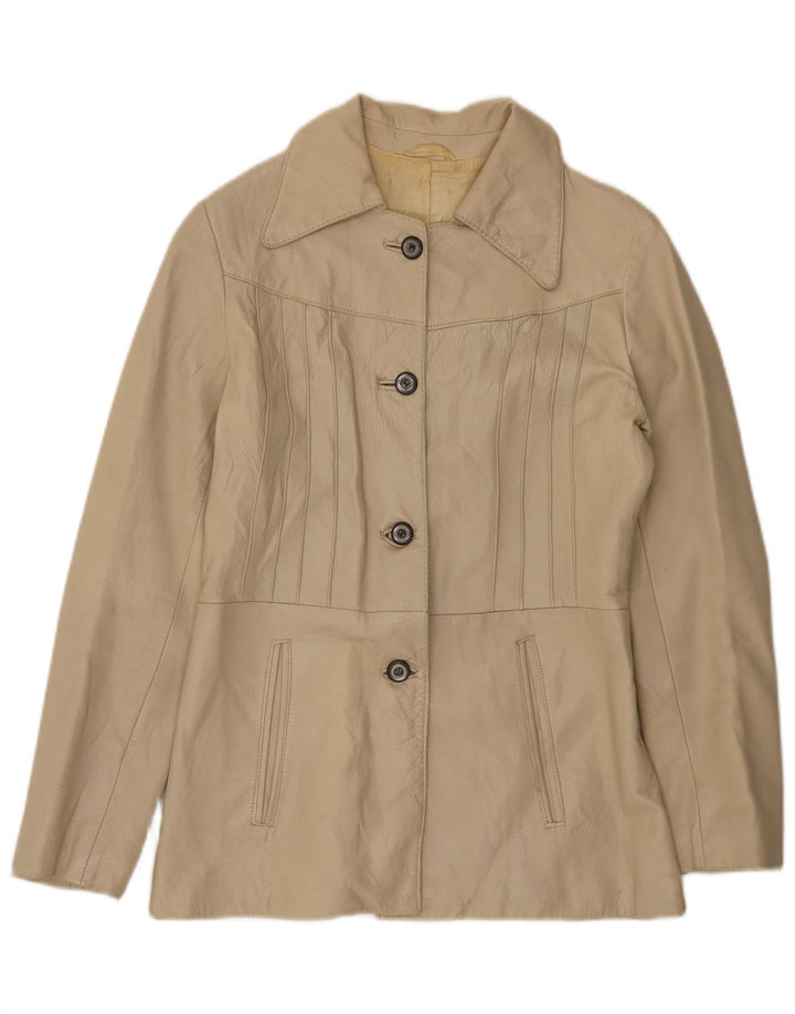 Vintage Damen Lederjacke UK 10 Small Beige