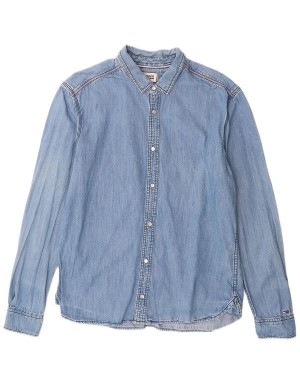Tommy Hilfiger Herren-Jeanshemd, große blaue Baumwolle