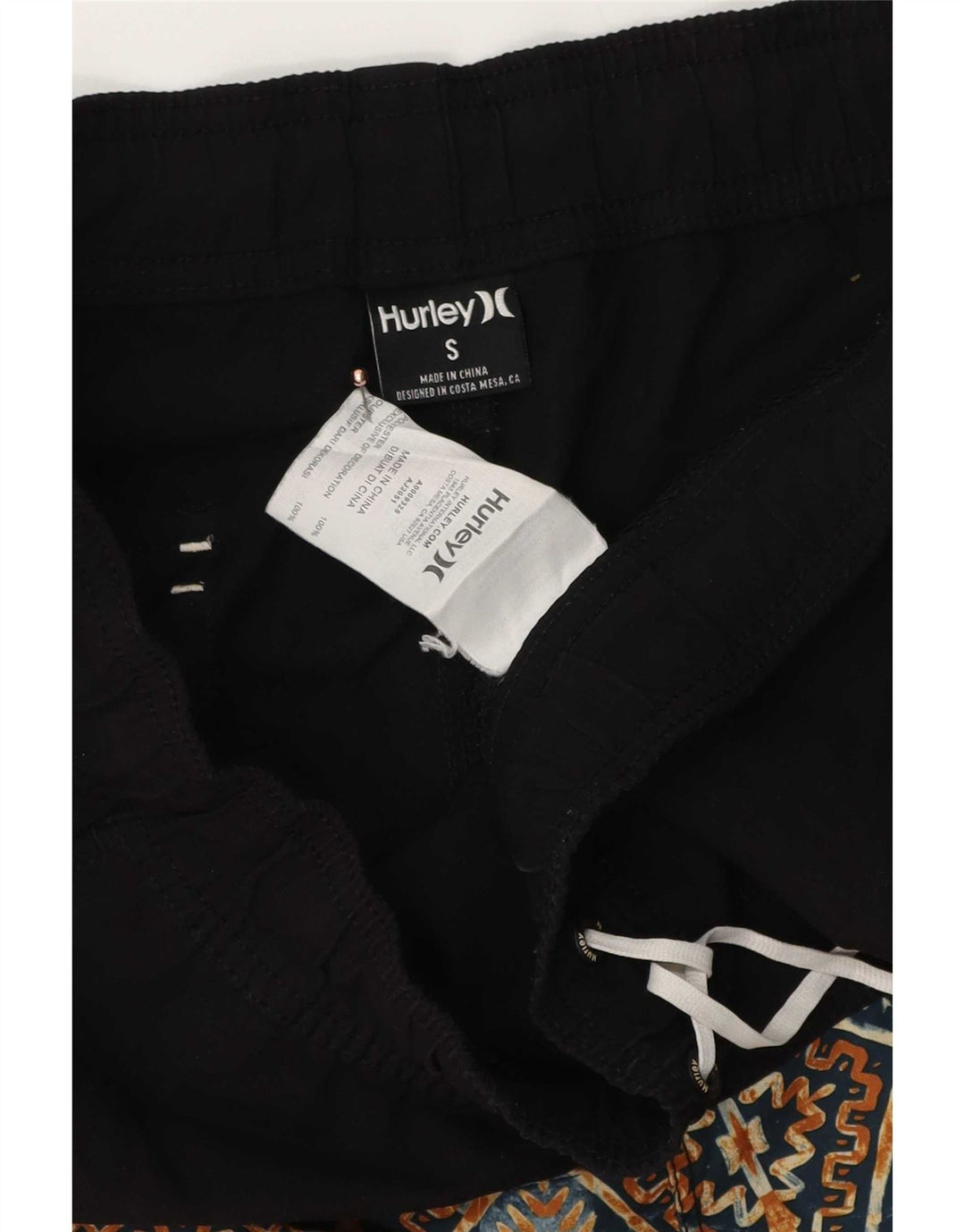 Hurley Herren-Badeshorts, klein, schwarz, geometrisch, Polyester