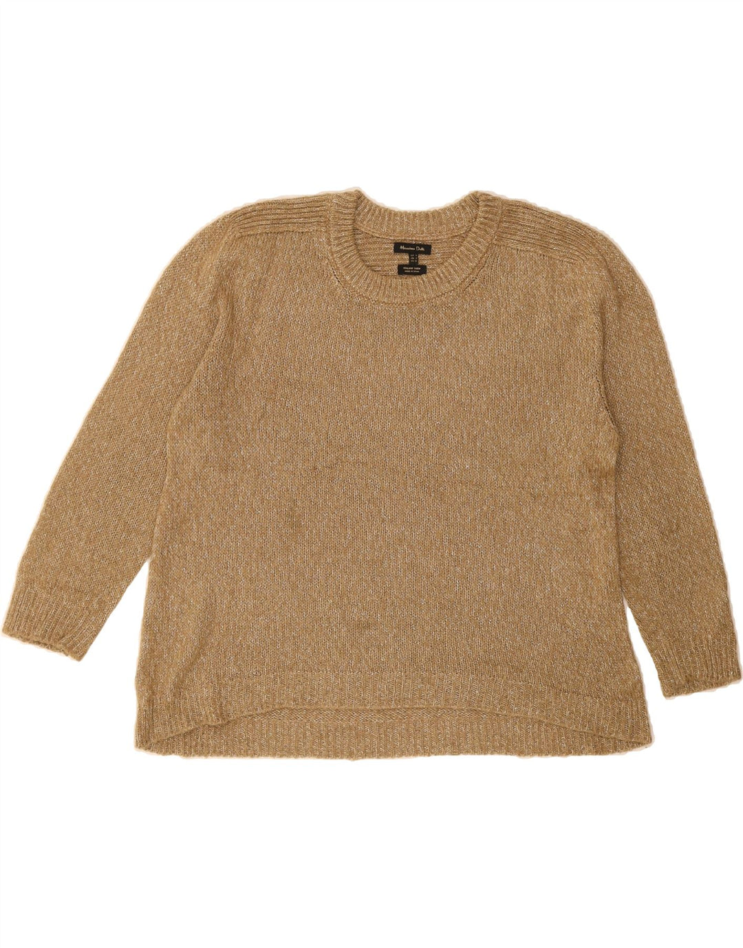 MASSIMO DUTTI Womens Crew Neck Jumper Sweater UK 14 Medium Brown Vintage Massimo Dutti and Second-Hand Massimo Dutti from Messina Hembry 