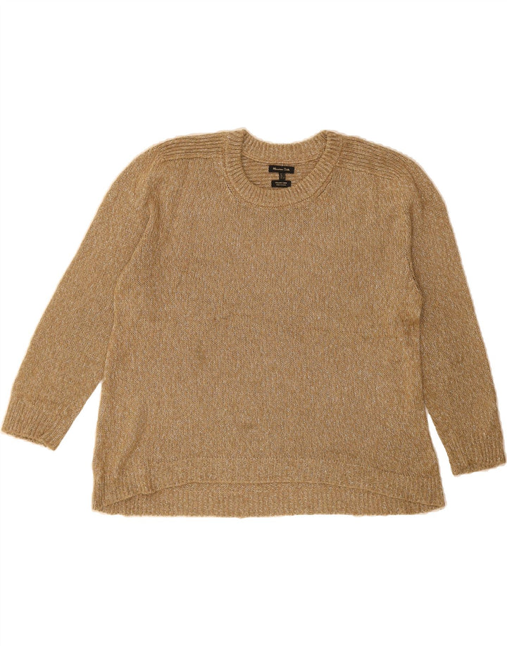 MASSIMO DUTTI Womens Crew Neck Jumper Sweater UK 14 Medium Brown Vintage Massimo Dutti and Second-Hand Massimo Dutti from Messina Hembry 