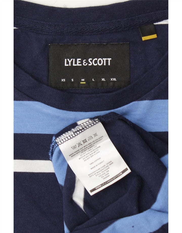 LYLE & SCOTT Herren-T-Shirt-Oberteil aus mittelblauer, gestreifter Baumwolle