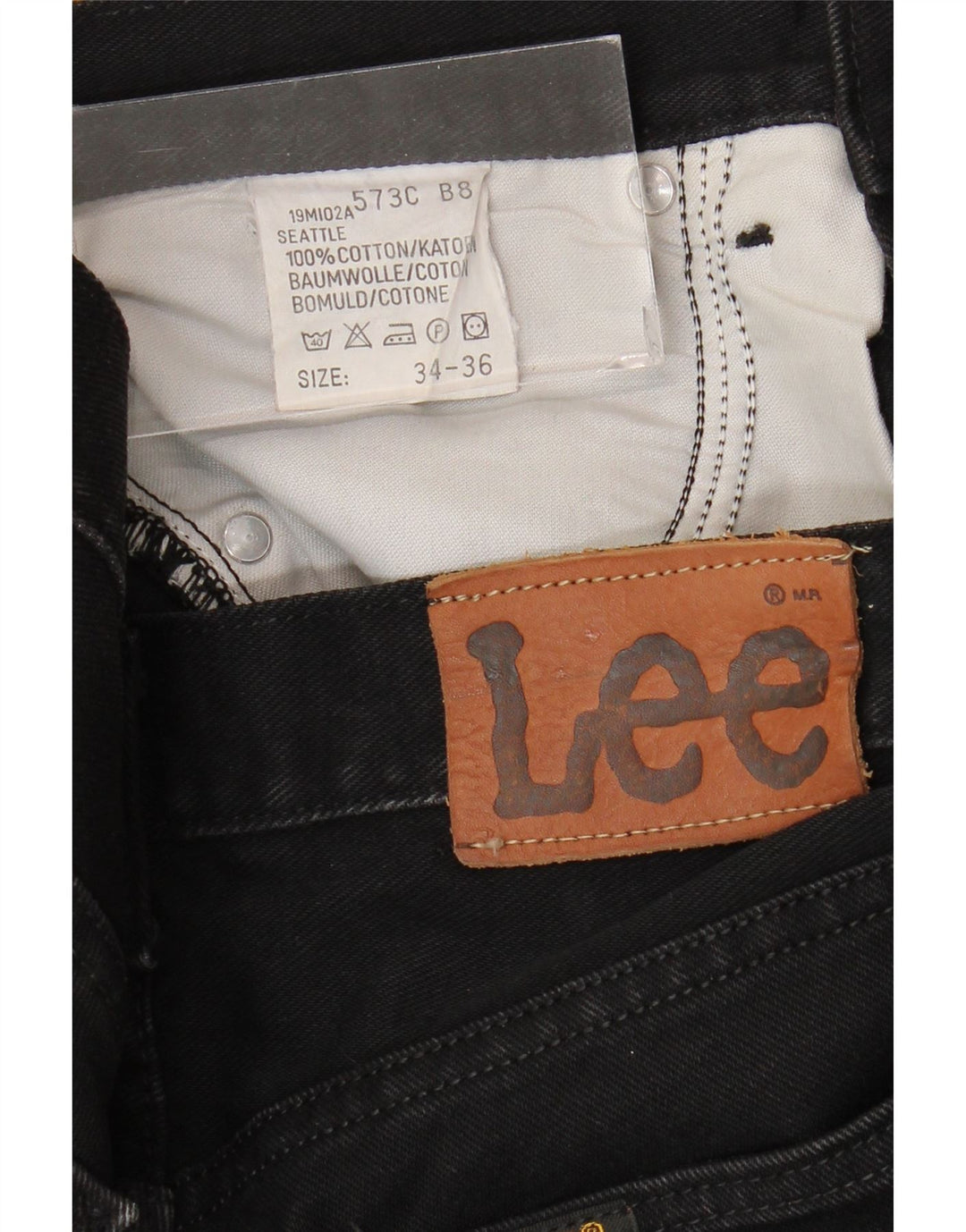 LEE Herren Seattle Straight Jeans W34 L33 Schwarze Baumwolle