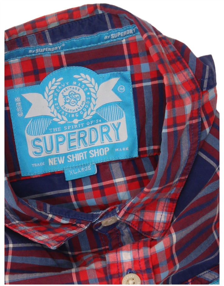 SUPERDRY Mens Shirt XL Multicoloured Check Cotton