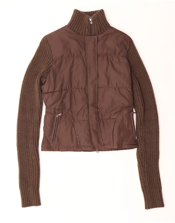 BENETTON Womens Padded Jacket UK 10 Small Brown