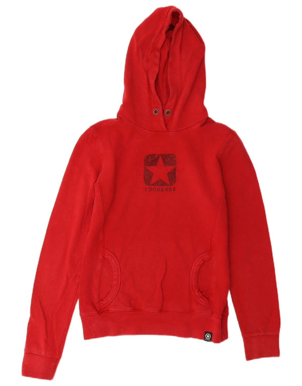 Converse Womens Graphic Hoodie Pullover UK 14 Mittelrote Baumwolle