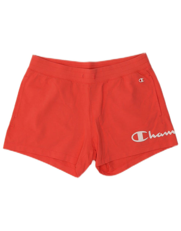 Champion Womens Graphic Sport Shorts UK 14 Mittelorange Baumwolle