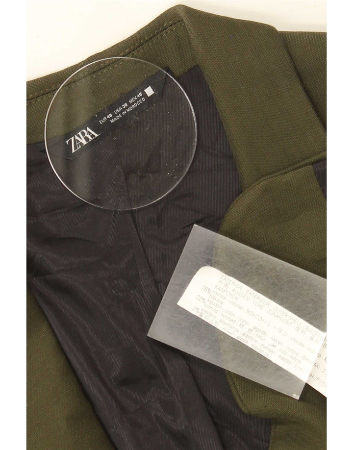 Zara Herren-Blazer mit 2 Knöpfen, EU 48, mittelgrüne Viskose