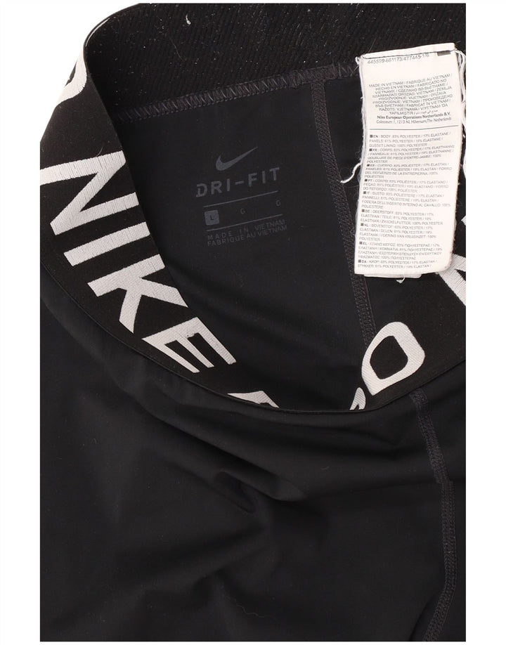 Nike Damen Dri Fit Graphic Leggings UK 16 Large Schwarz Polyester