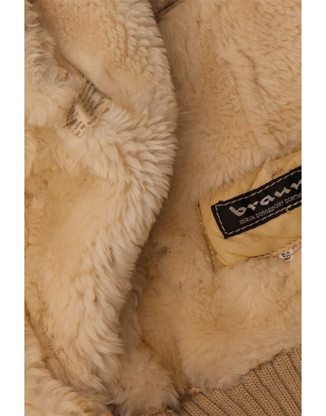 VINTAGE Herren Sherpa Jacke IT 56 3XL Beige Wolle