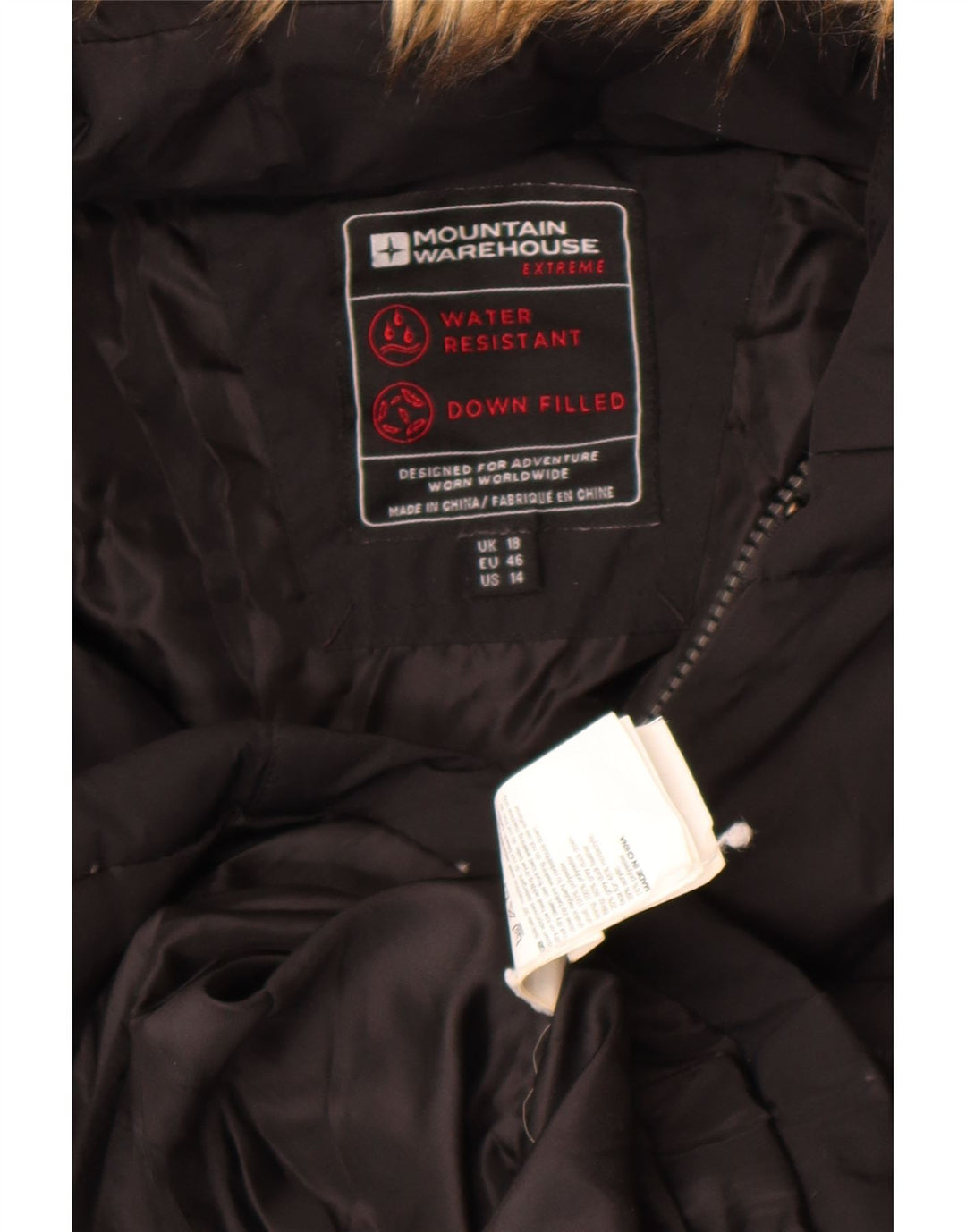 Mountain Warehouse Wattierter Damenmantel mit Kapuze, UK 18, XL, Schwarz, Polyester