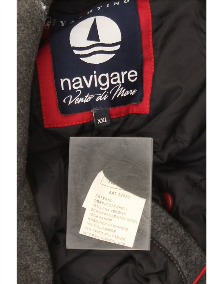 Navigare Herren Pea Coat UK 44 2XL Graue Wolle