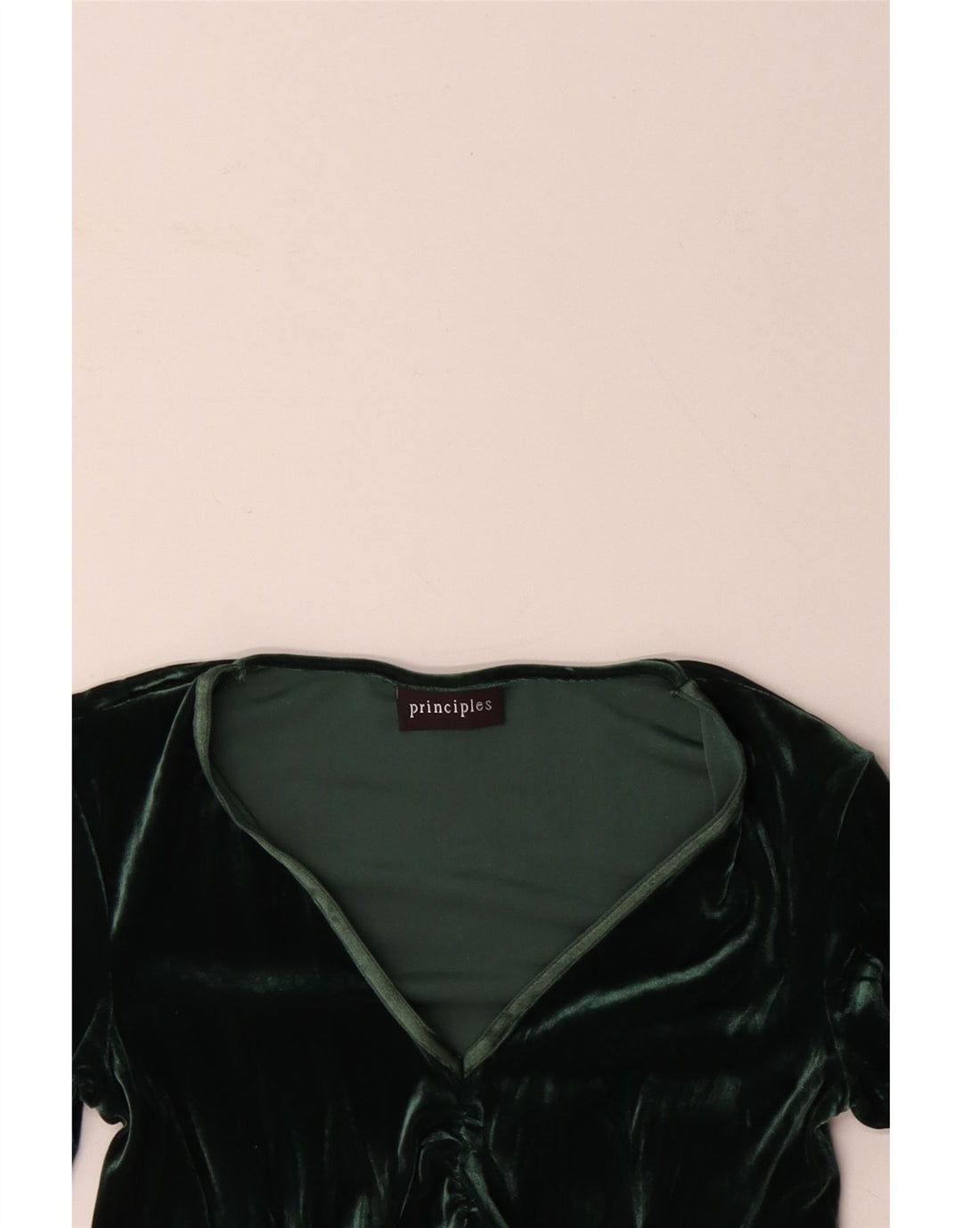 PRINCIPLES Damen-Blusenoberteil aus Velours, langärmlig, Gr. 10, klein, grün, geblümt