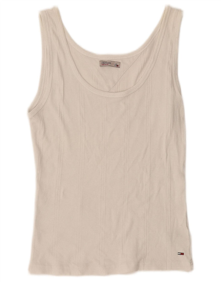 TOMMY HILFIGER Damen Weste Top UK 18 XL Weiße Baumwolle