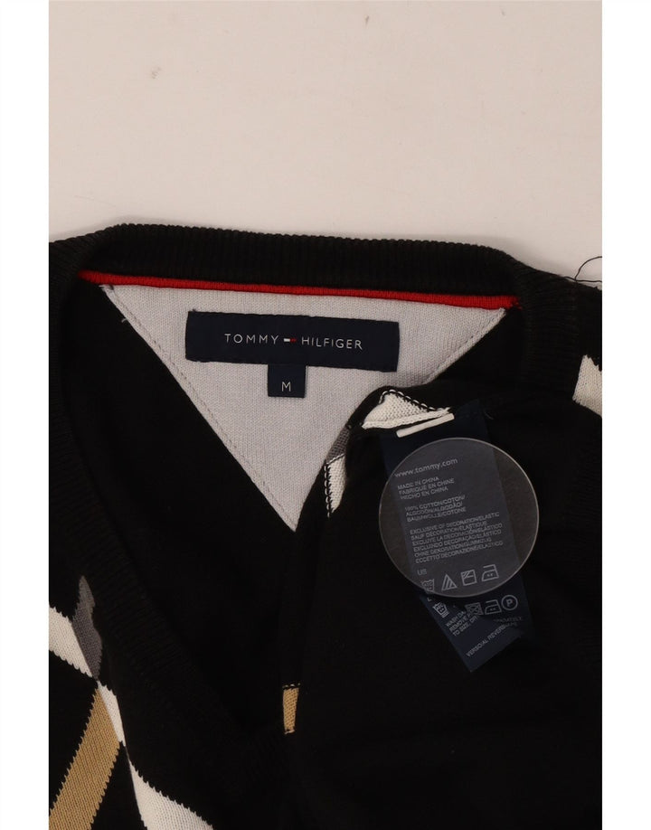Tommy Hilfiger Herren-Pullover mit V-Ausschnitt, Mittelschwarz, Argyle/Diamant
