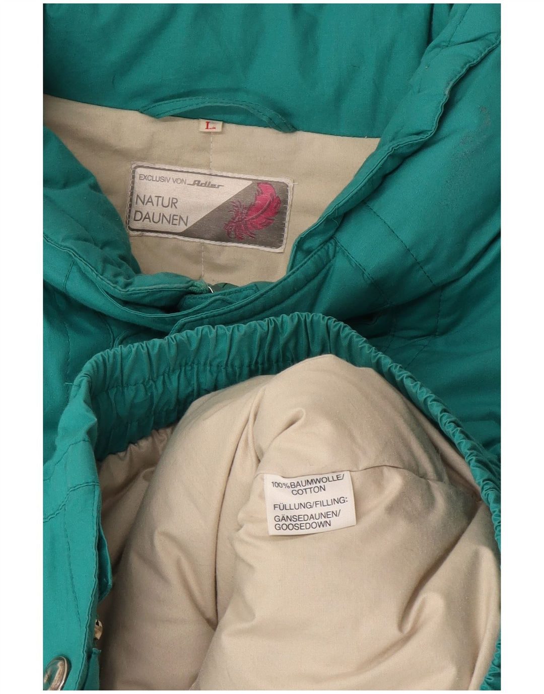 Vintage Herren Wattierte Jacke UK 40 Große türkisfarbene Baumwolle