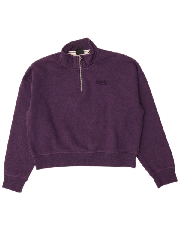 Superdry Damen Übergroßer Crop-Sweatshirt-Pullover UK 14 Large Lila