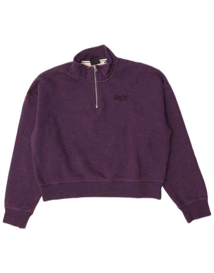 Superdry Damen Übergroßer Crop-Sweatshirt-Pullover UK 14 Large Lila