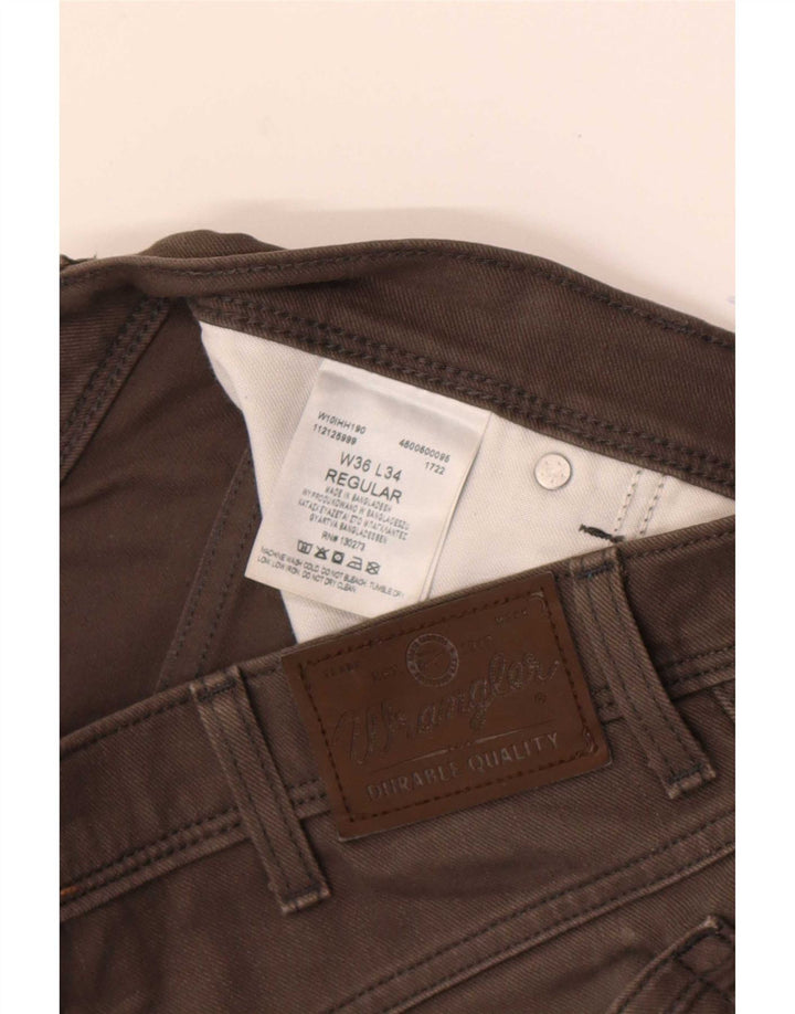 Wrangler Herren Regular Straight Jeans W36 L34 Braune Baumwolle