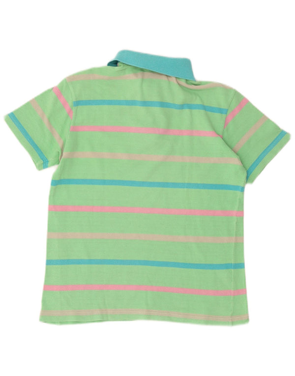 Lacoste Boys Polo Shirt 15-16 Years Green Striped Cotton