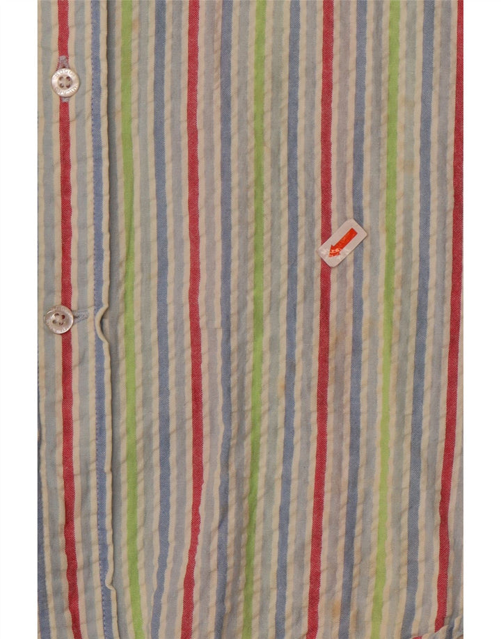 Boggi Herrenhemd XL Mehrfarbige Nadelstreifen-Baumwolle