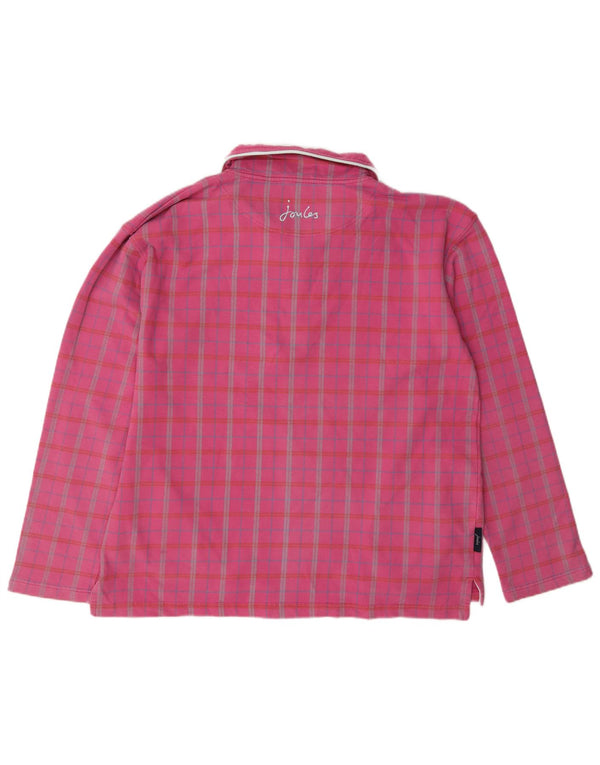 Joules Damen-Sweatshirt mit Reißverschluss am Hals, UK 16, groß, rosa kariert, Baumwolle
