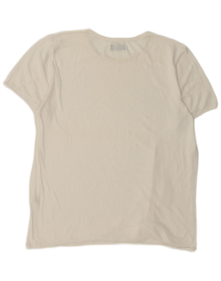 Zara Herren T-Shirt Top Large Off White Baumwolle