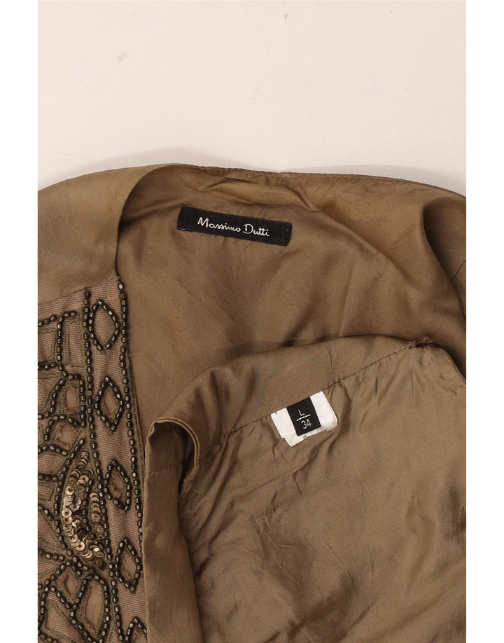 MASSIMO DUTTI Damen OPEN Weste UK 14 Large Khaki Floral
