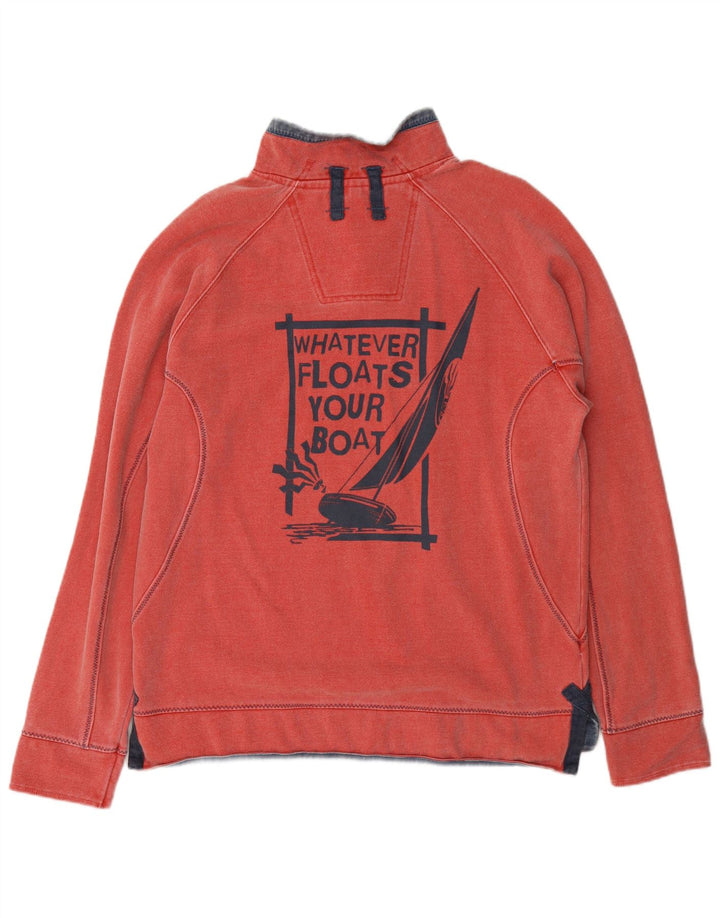 Fat Face Herren-Sweatshirt mit grafischem Reißverschluss am Hals, Größe S, Baumwolle, Rot
