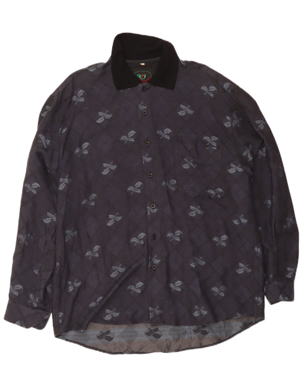 Daniel Dodd Herrenhemd XL Marineblau kariert Polyester