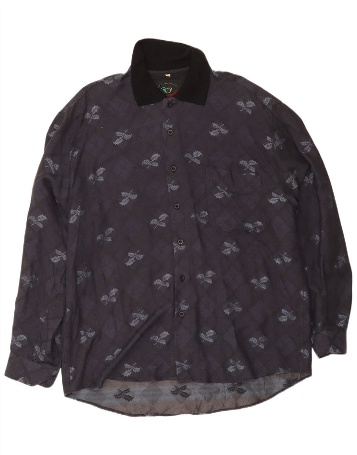 Daniel Dodd Herrenhemd XL Marineblau kariert Polyester