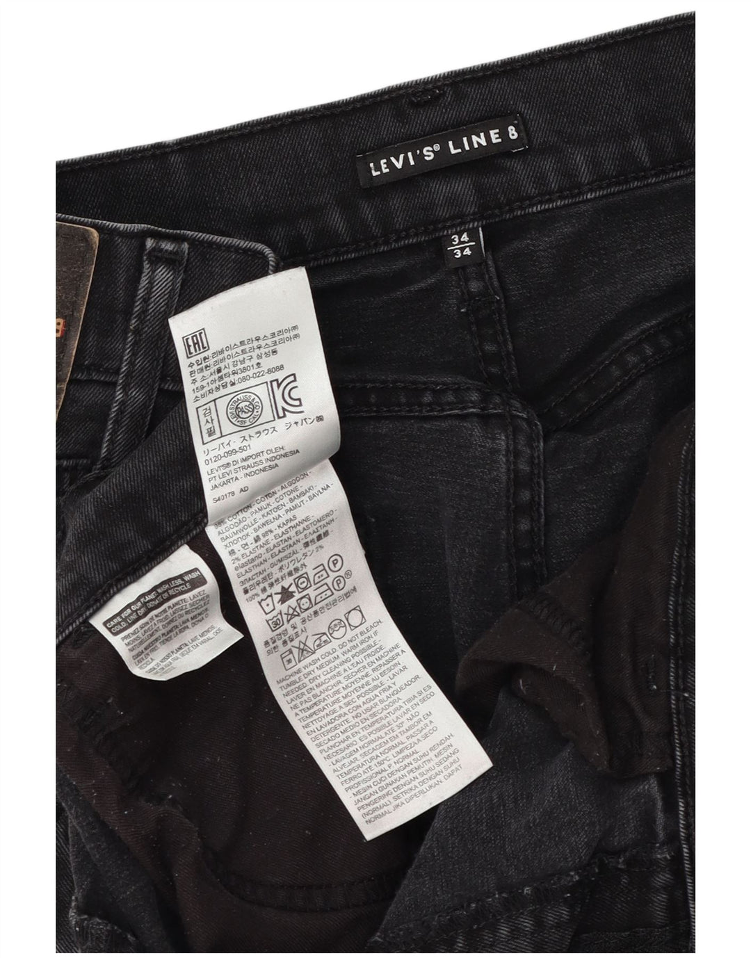 Levi's Herren Slim Jeans W34 L31 Schwarze Baumwolle