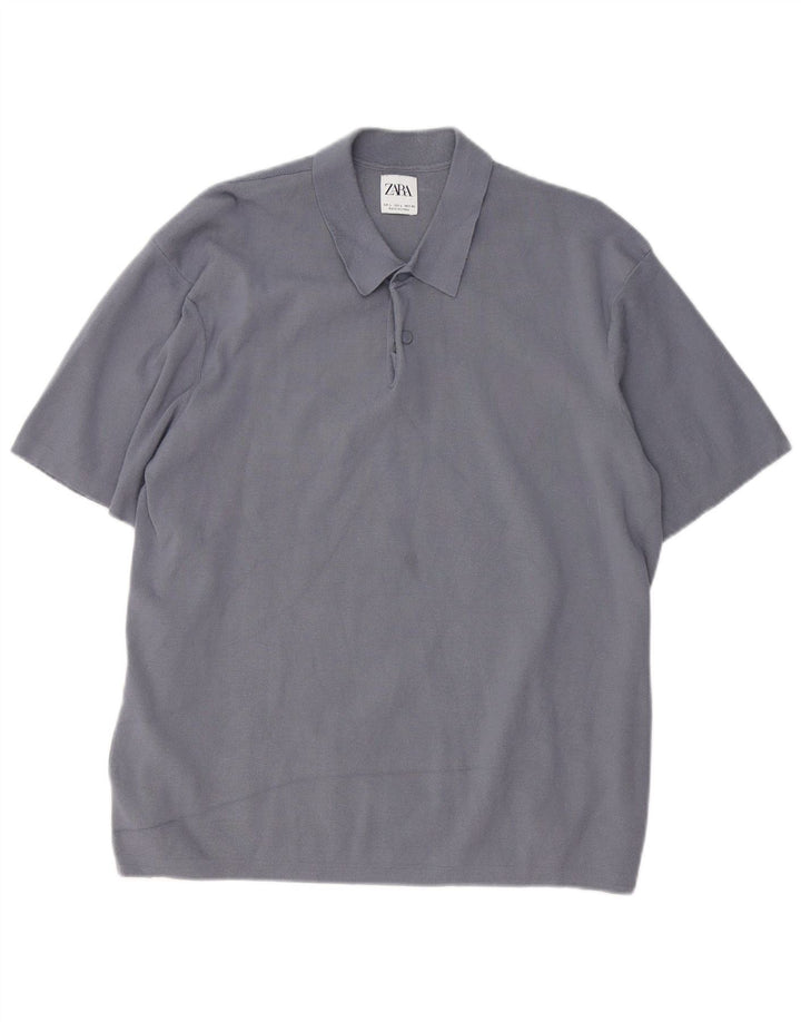 Zara Herren-Poloshirt, große graue Viskose