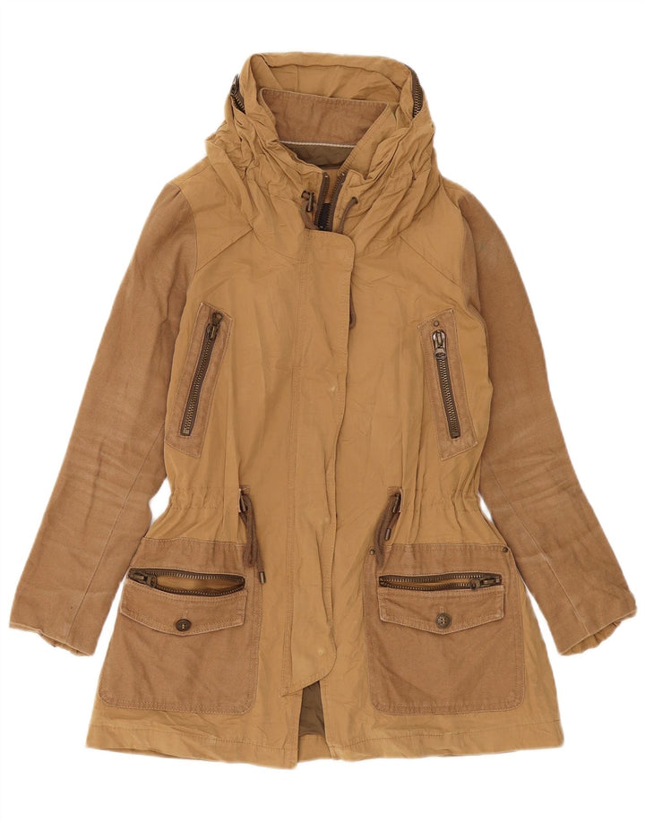 Zara Damen Übergroße Parkajacke UK 6 XS Beige