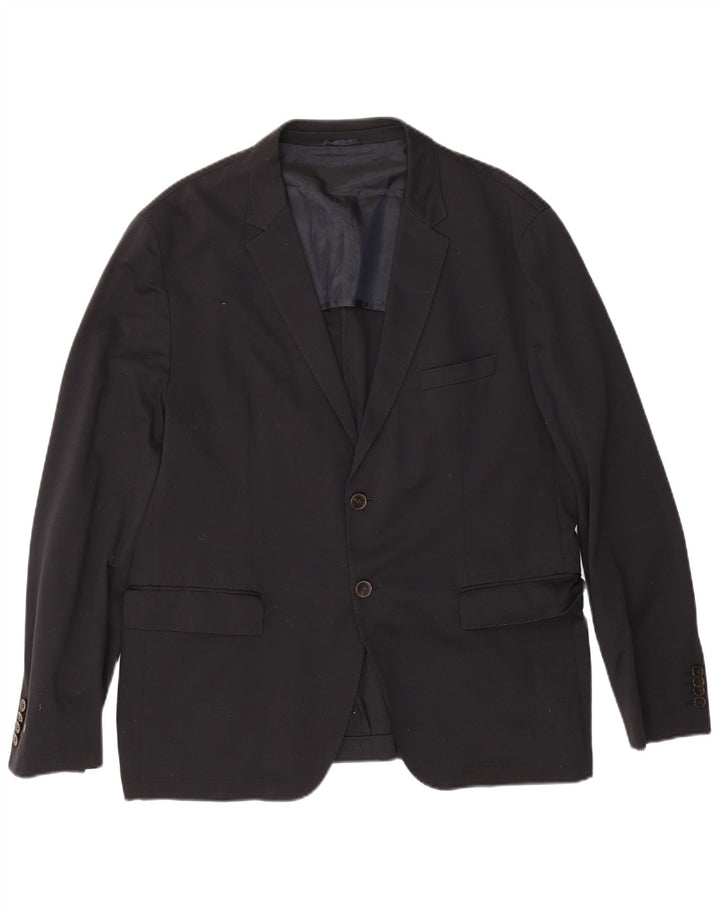 Hugo Boss Herren-Blazer mit 2 Knöpfen, UK 40, große marineblaue Baumwolle
