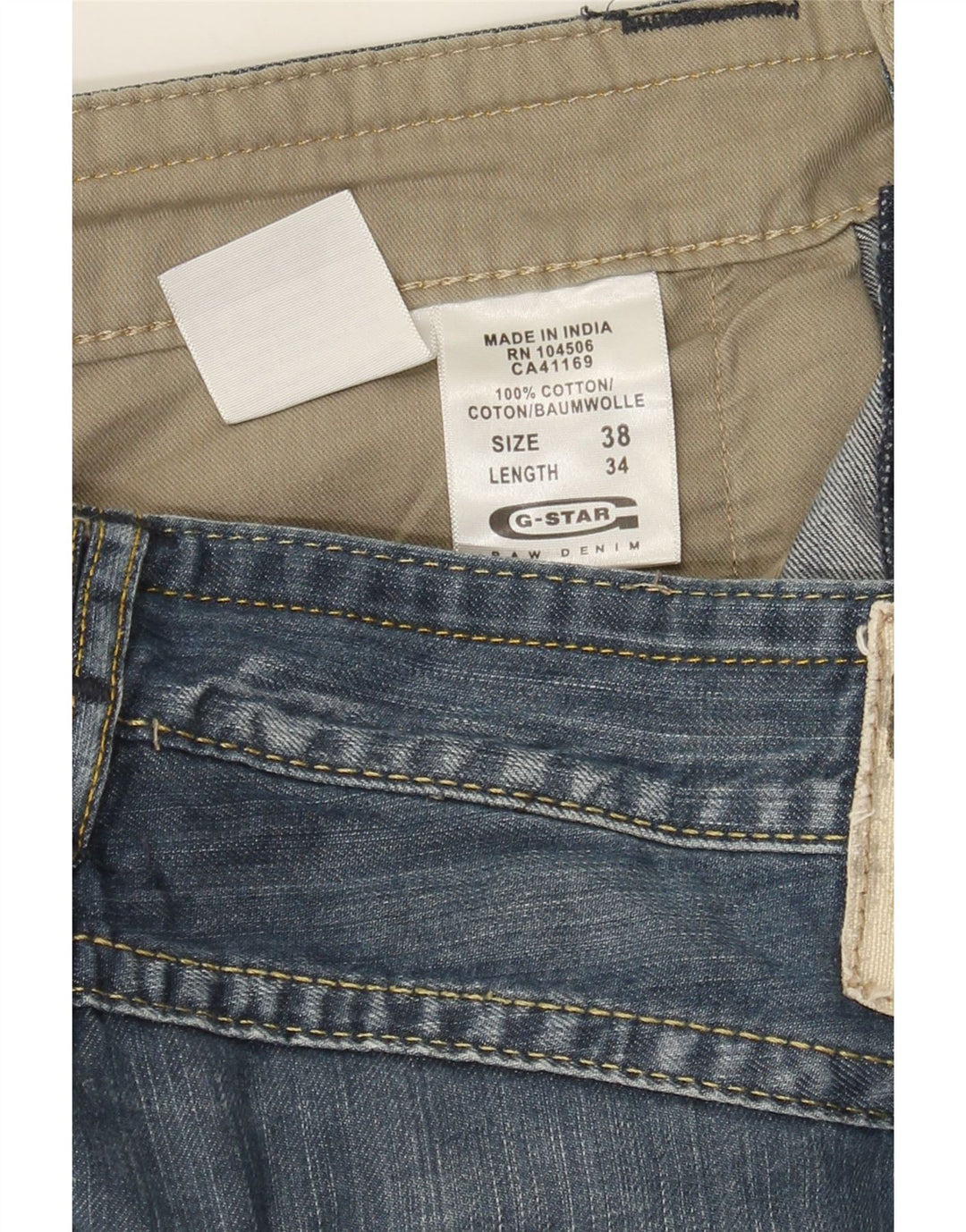 G-Star Herren 3301 Straight Jeans W38 L34 Blaue Baumwolle