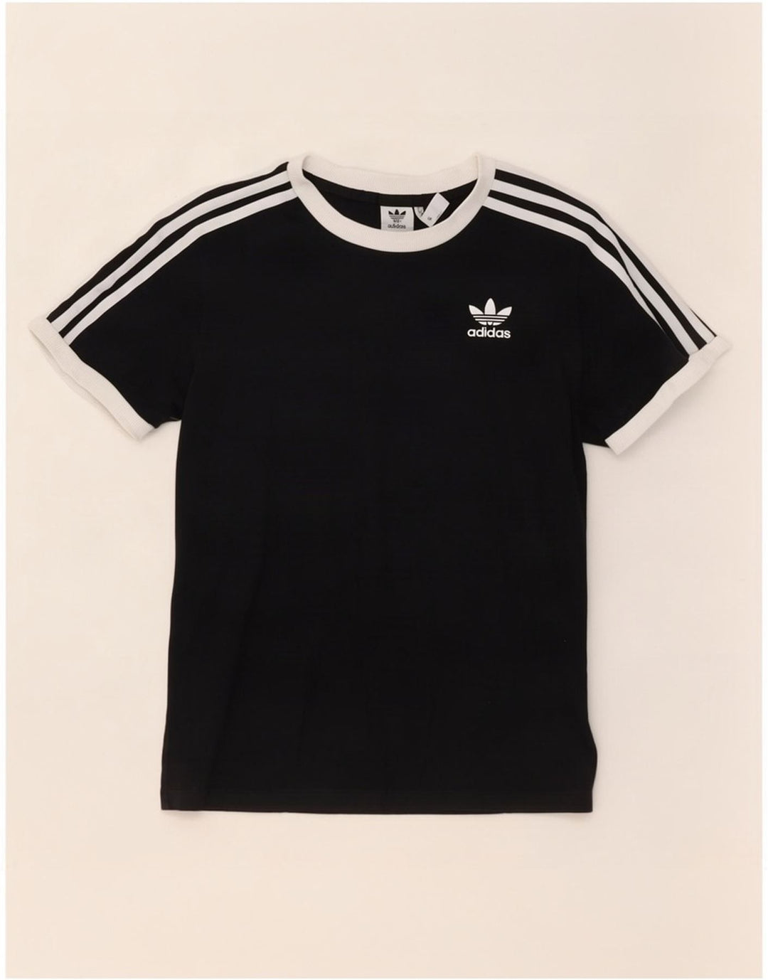 Adidas Damen T-Shirt Top UK 8 Small Schwarz Baumwolle