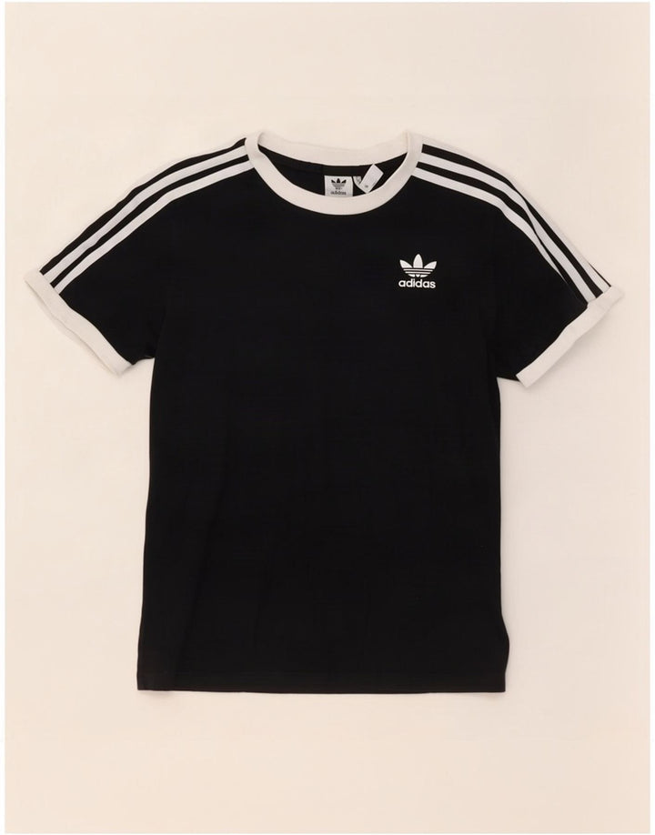 Adidas Damen T-Shirt Top UK 8 Small Schwarz Baumwolle
