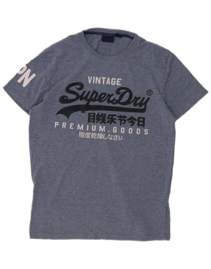 Superdry Herren-T-Shirt mit Grafik, Größe L, aus blauer Baumwolle