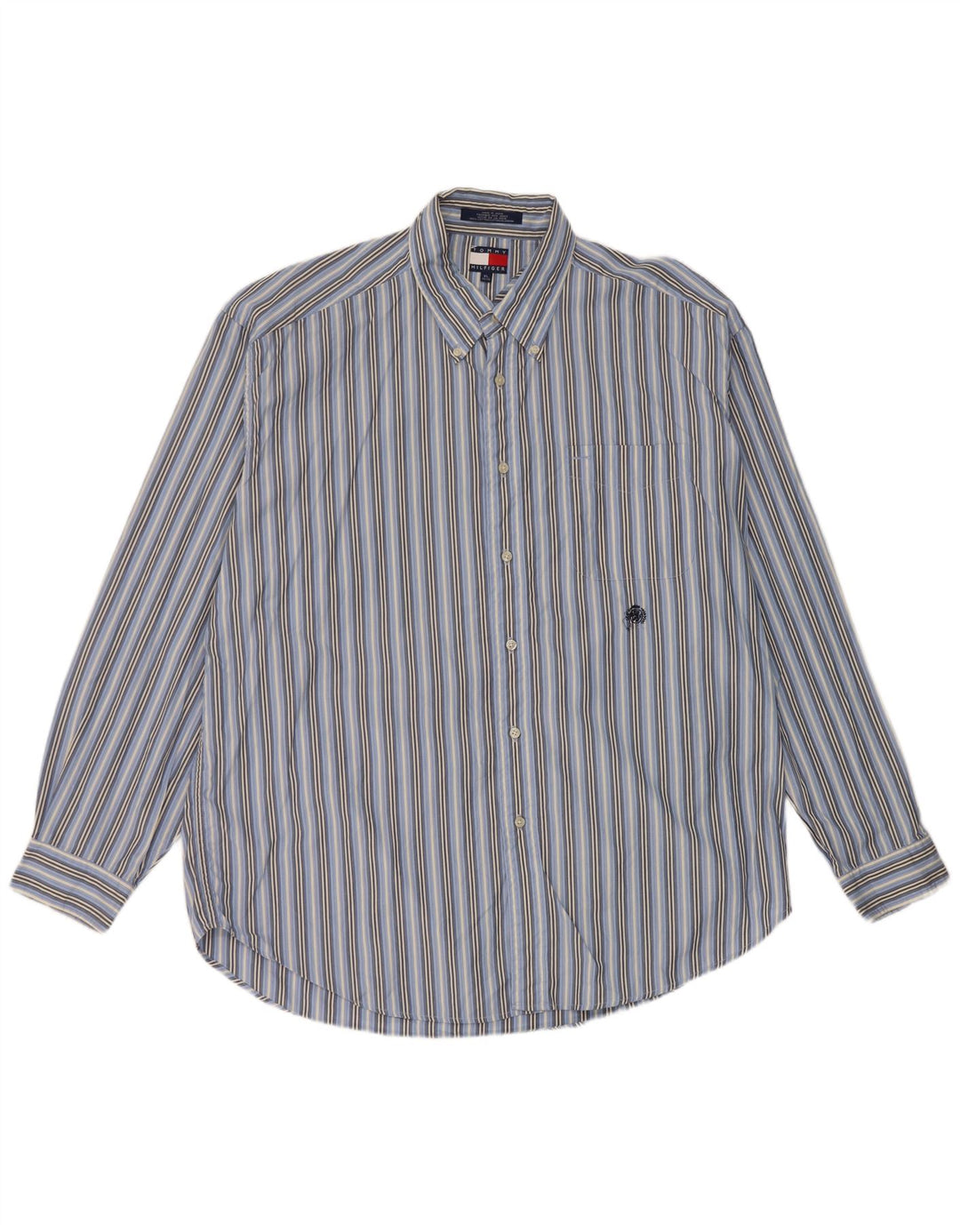 Tommy Hilfiger Herrenhemd XL blau gestreift aus Baumwolle