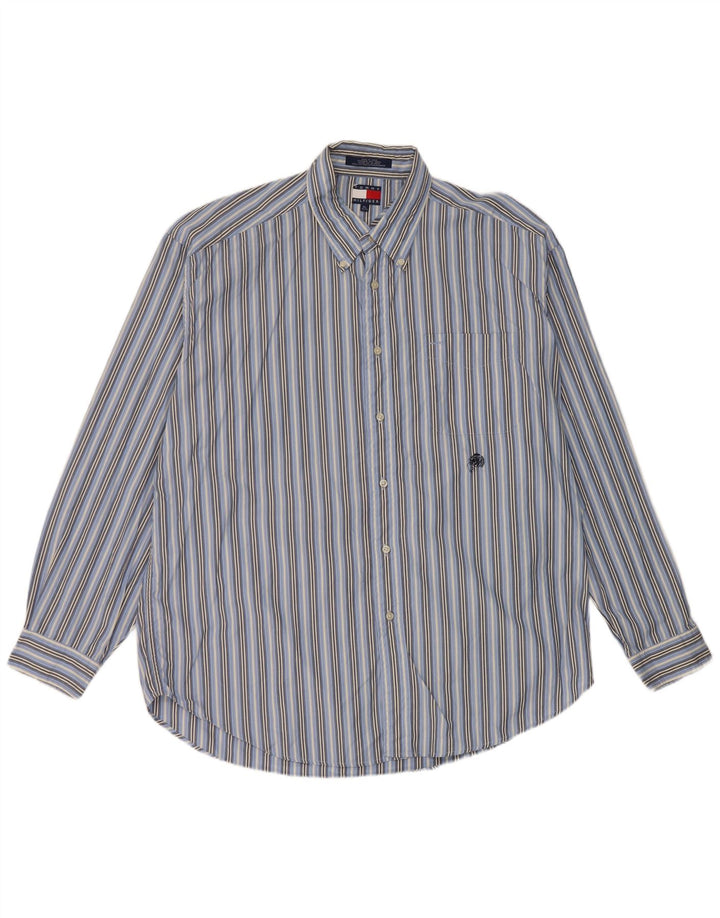 Tommy Hilfiger Herrenhemd XL blau gestreift aus Baumwolle