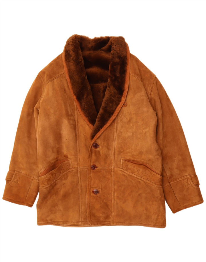 Vintage Herren Shearling Jacke UK 40 Large Braun