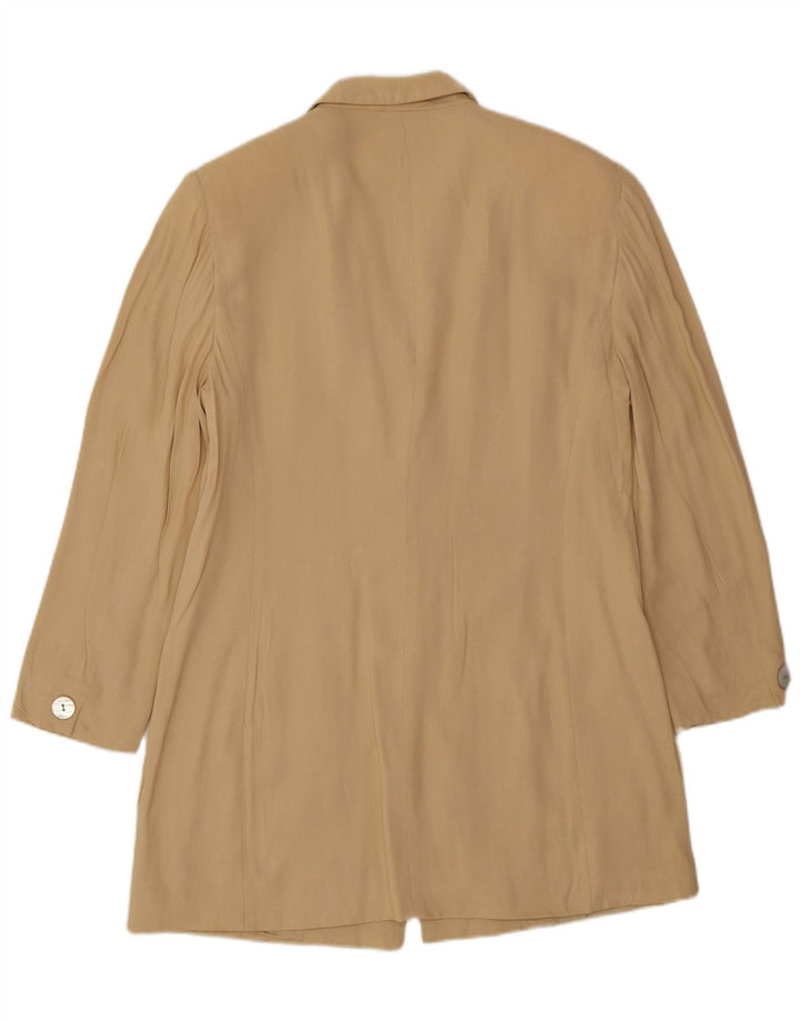 Marella Damen Longline 3-Knopf-Blazerjacke UK 12 Mittelbeige Viskose