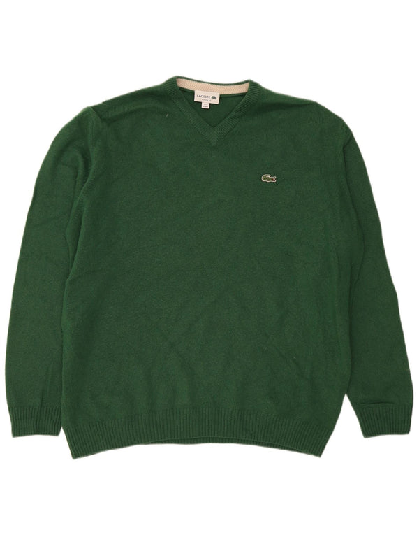 Lacoste Herren-Pullover mit klassischer Passform und V-Ausschnitt, Größe 7 2XL, grüne Wolle